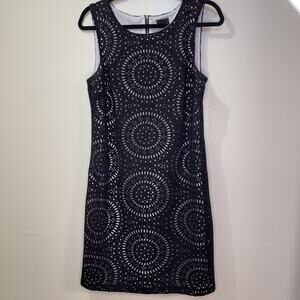 Worthington Women’s Medium Black And White Cutout Lace Dress Office Work Goth